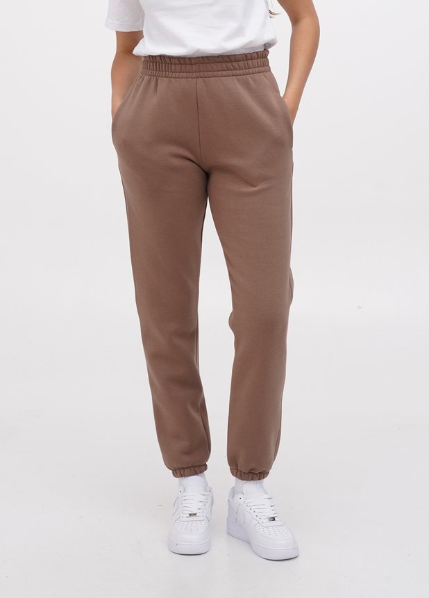 Трикотажні штани на флісі з резинкою, Візон, M