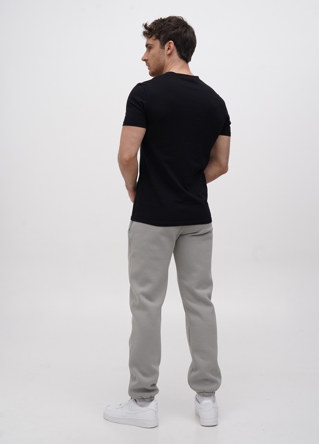 Трикотажні штани  з резинкою по низу  на флісі, Сірий, 2XL/3XL
