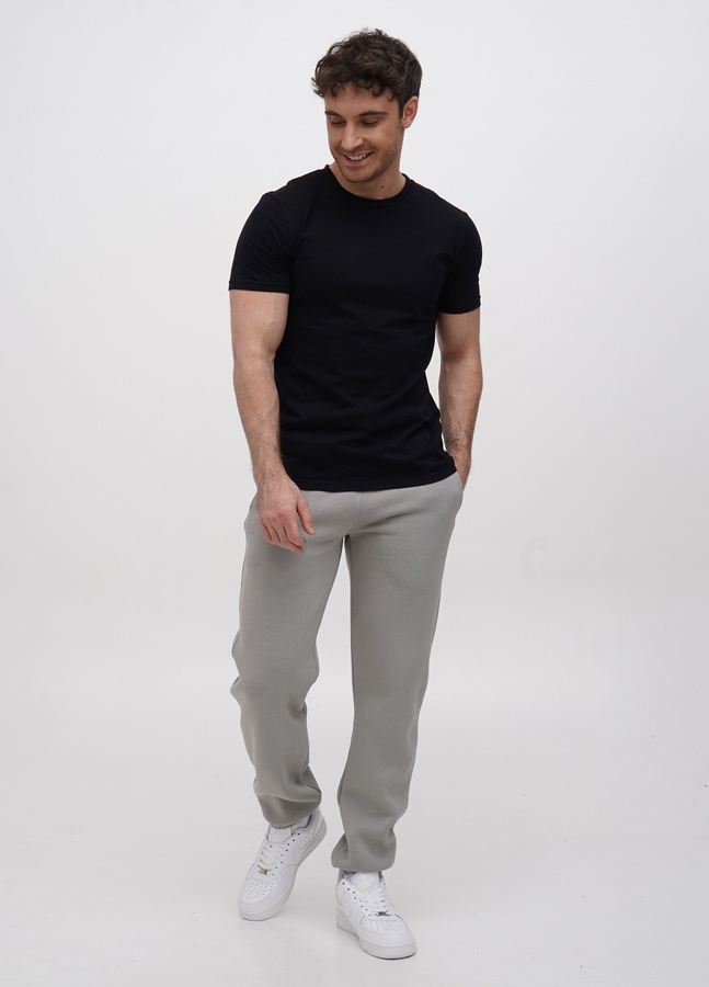 Трикотажні штани  з резинкою по низу  на флісі, Сірий, L/XL