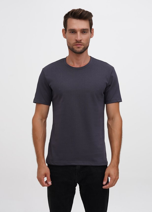 Базова футболка з надщільної бавовни, Темно-сірий, S