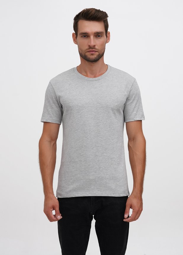 Базова футболка з надщільної бавовни, Сірий меланж, L