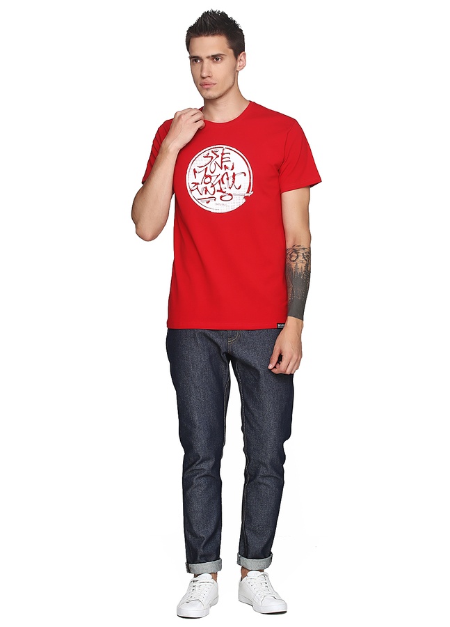 Oriehtall Holftoned Red T-Shirt Black, White-Red, S