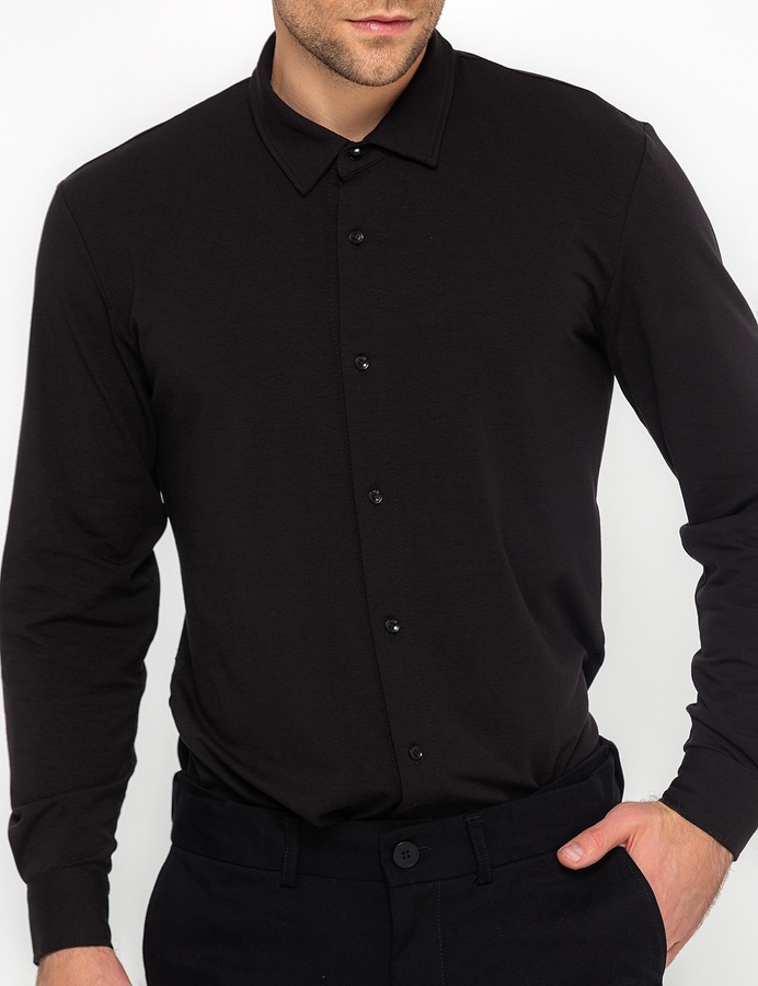 Рубашка трикотажная - Tencel, Черный, XL