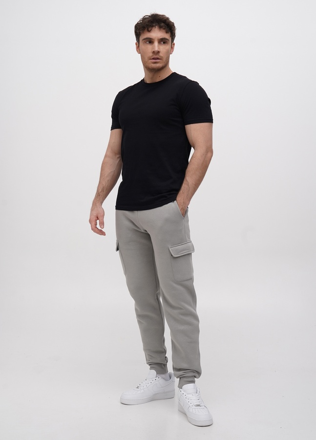 Трикотажні штани - карго на флісі , Сірий, L/XL