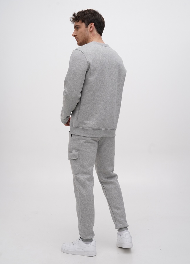 Трикотажні штани - карго на флісі , Сірий меланж, L/XL
