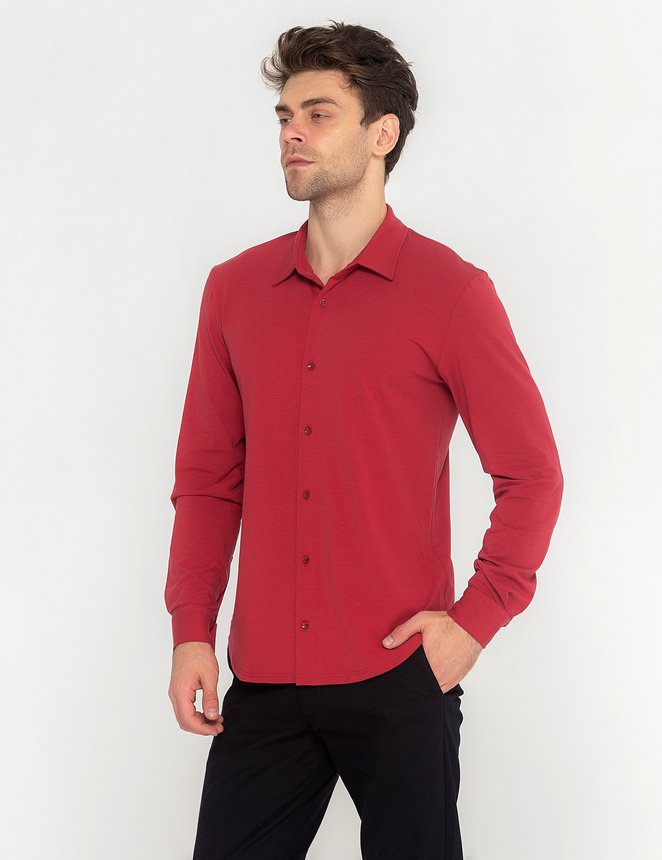 Рубашка трикотажная - Tencel, Бордовый, 3XL