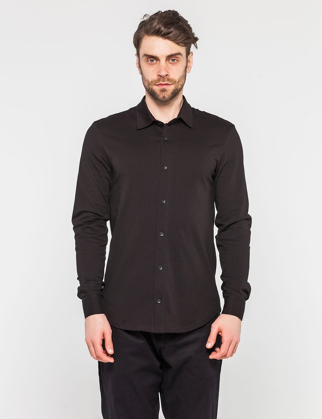 Рубашка трикотажная с органического хлопка, Черный, L