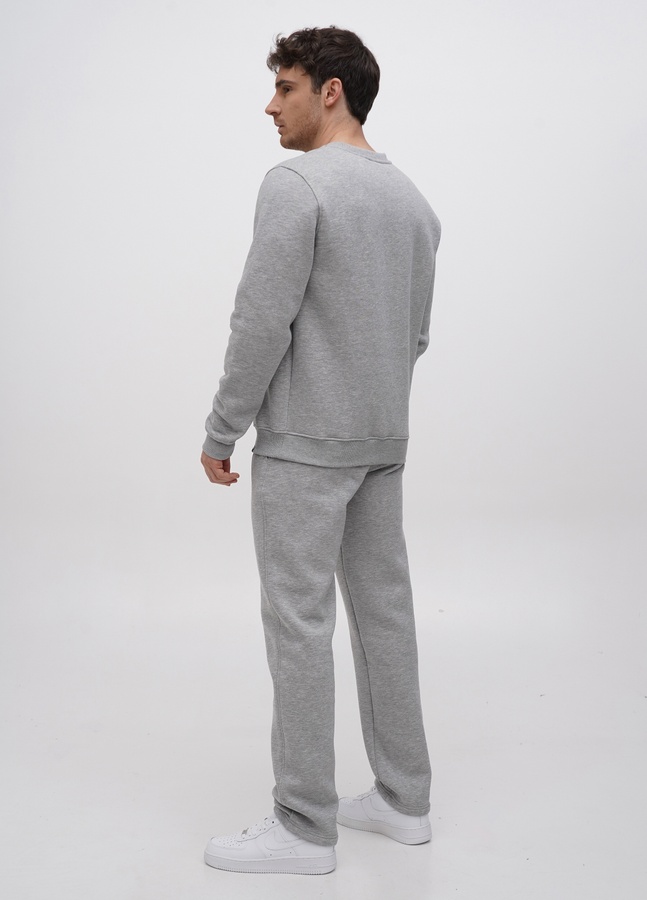 Трикотажні штани  з прямим низом на флісі, Сірий меланж, L/XL