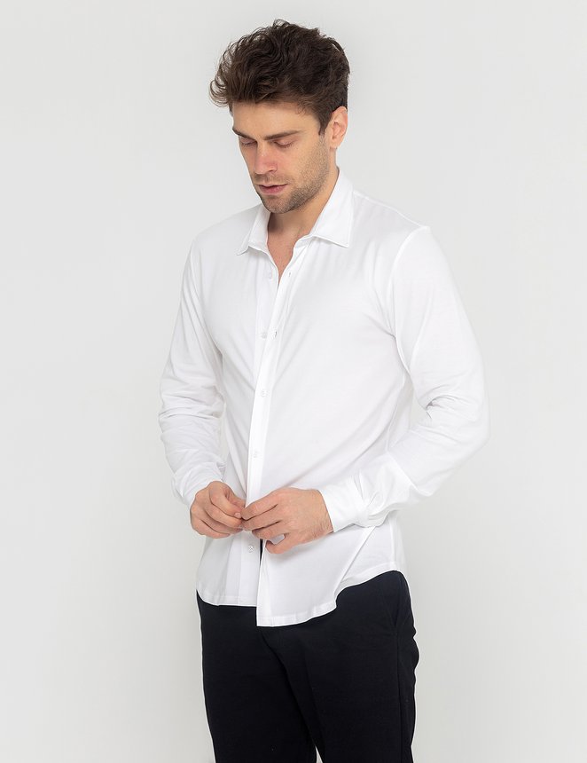 Рубашка трикотажная - Tencel, Белый, 3XL