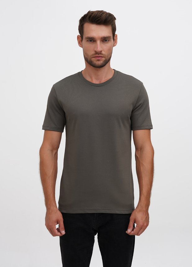 Базова футболка з надщільної бавовни - Темний Хакі, Темний Хакі, XXL