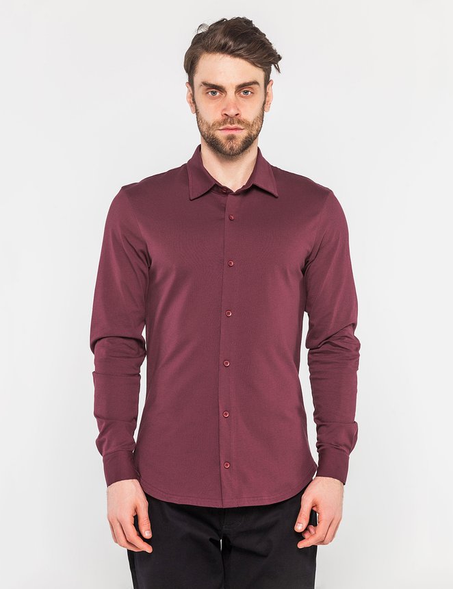 Рубашка трикотажная с органического хлопка, Бордовый, L