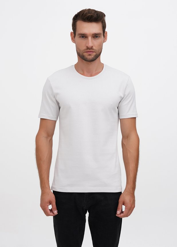 Базова футболка з надщільної бавовни, Сірий, XL