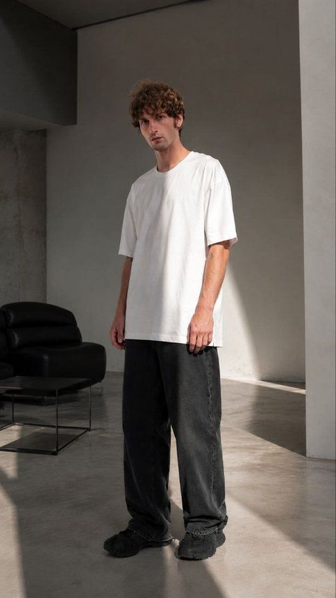 Heavy split T-shirt, White, S