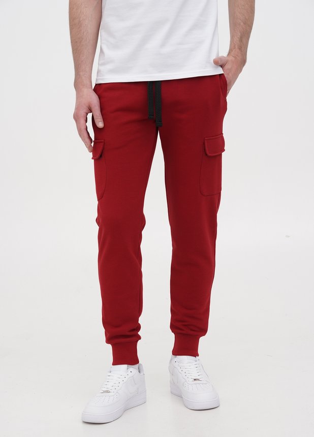 Трикотажные штаны -  карго , Бордовый, S/M