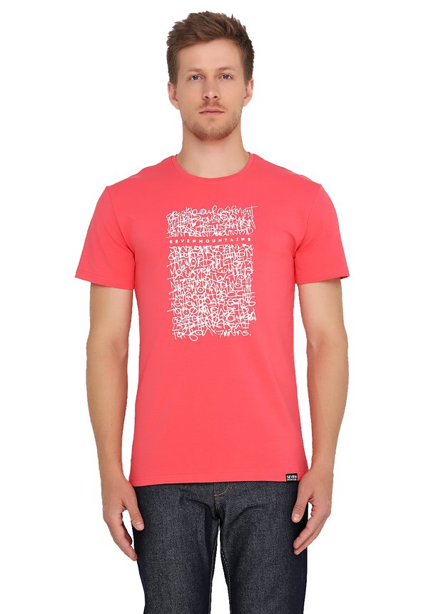 Graffity Wall Lime T-Shirt / Coral, Кораловий, L