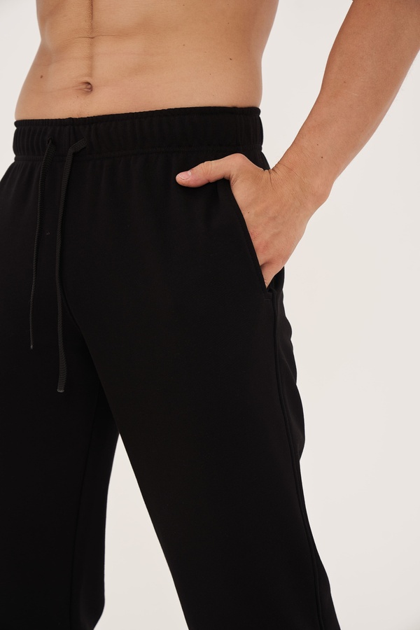 Трикотажні штани з резинкою по низу , Чорний, L/XL