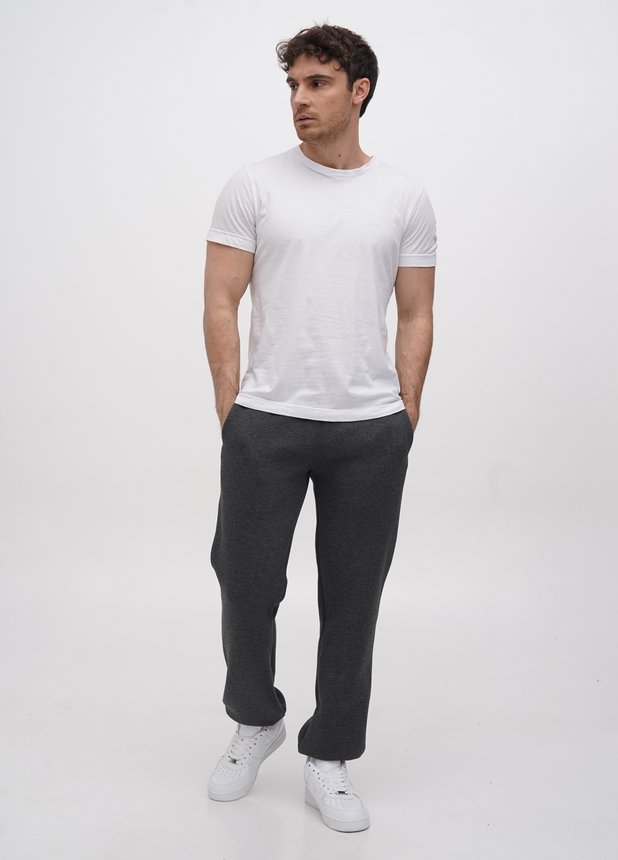 Трикотажні штани на флісі з резинкою- Антрацит, Антрацит, L/XL