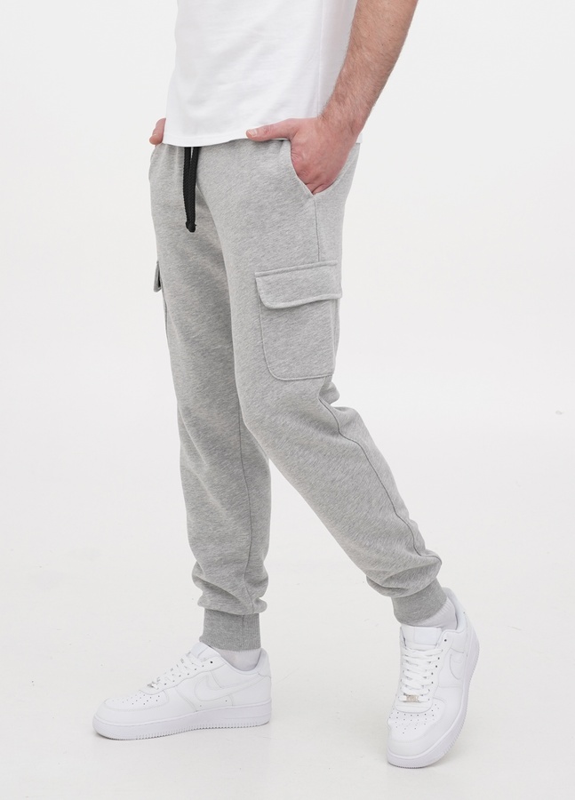 Трикотажные штаны -  карго , Серый меланж, L/XL