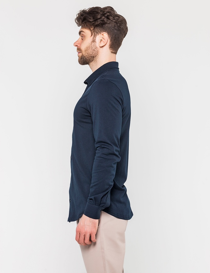 Рубашка трикотажная с органического хлопка, Темно-синий, XL