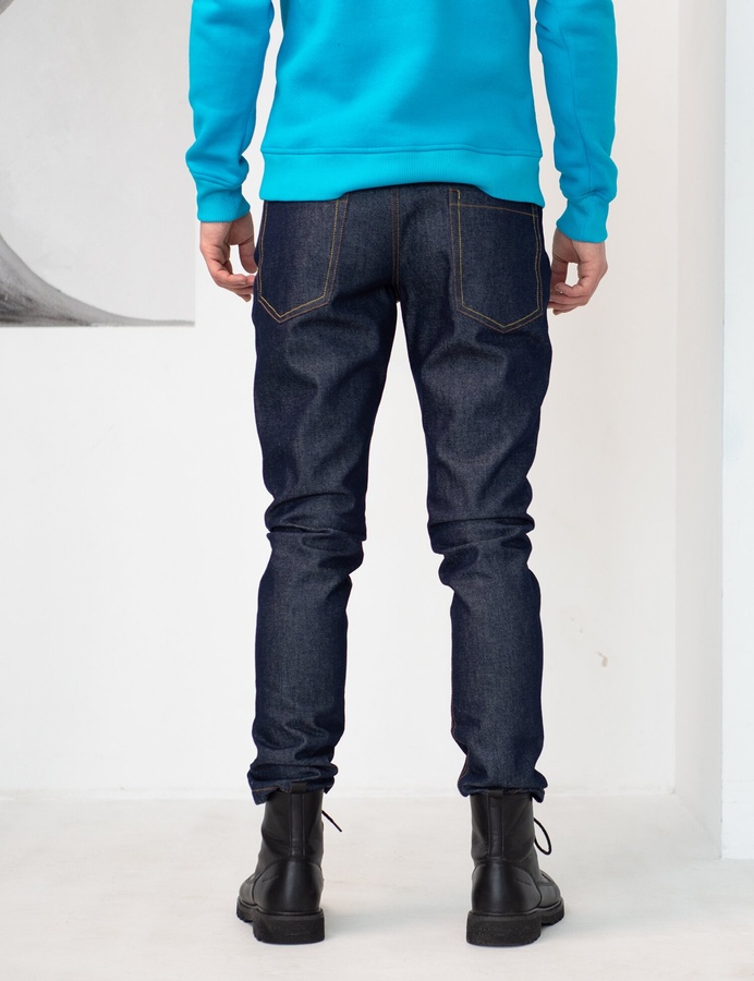 Straight Cut Jeans Navy, Темно-синій, S