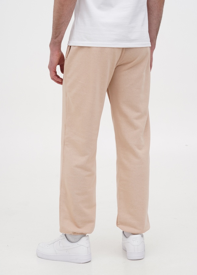 Трикотажные штаны с резинкой по низу , Бежевый, L/XL