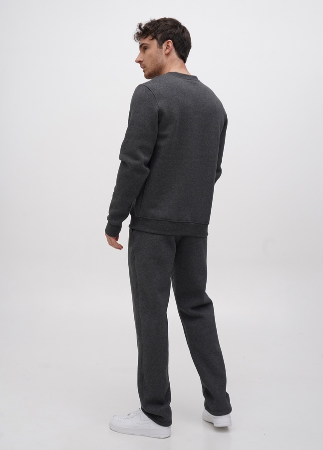 Трикотажные штаны  с прямым низом на флисе, Антрацит, L/XL