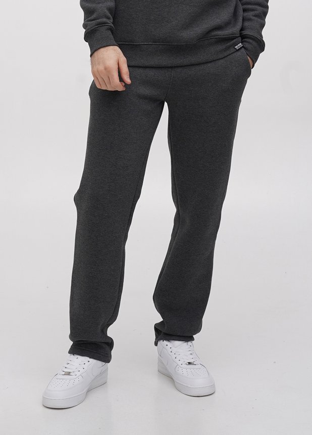 Трикотажні штани на флісі з прямим низом - Антрацит, Антрацит, L/XL