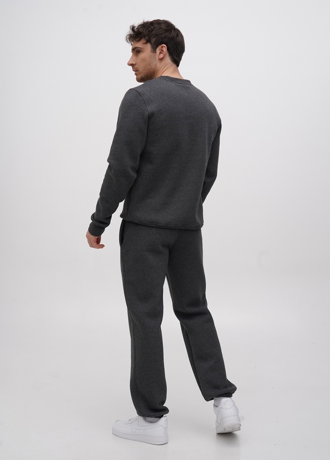 Трикотажні штани  з резинкою по низу  на флісі, Антрацит, L/XL