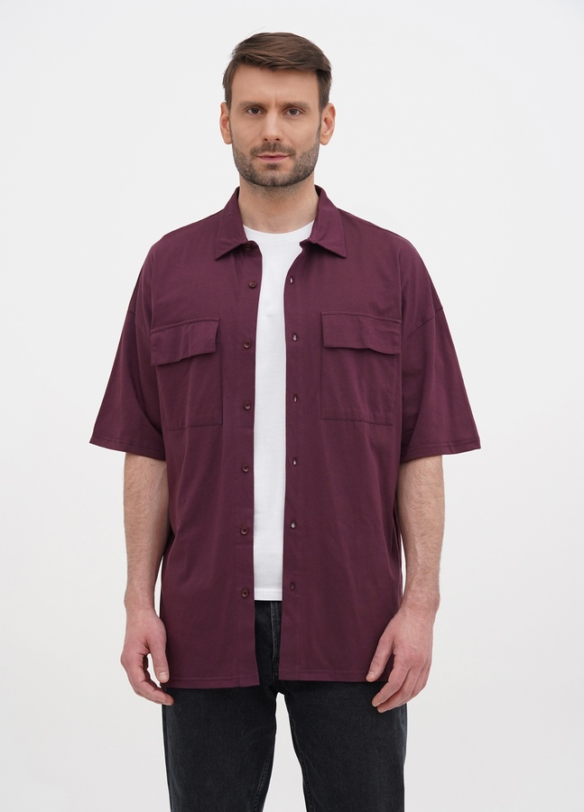 Тениска оверсайз с органического хлопка, Бордовый, L/XL