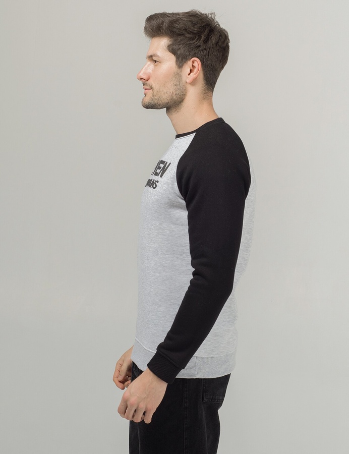 Sweatshirt Puff Logo / Grey melange-Black, Сірий меланж-Чорний, XXL