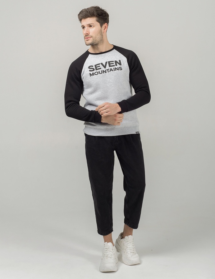 Sweatshirt Puff Logo / Grey melange-Black, Сірий меланж-Чорний, S