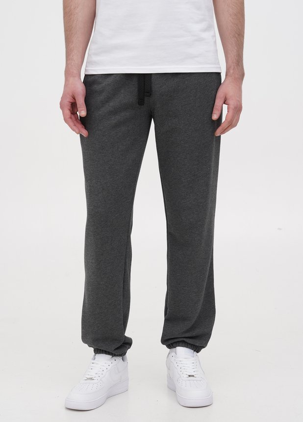 Трикотажні штани з резинкою по низу , Антрацит, L/XL