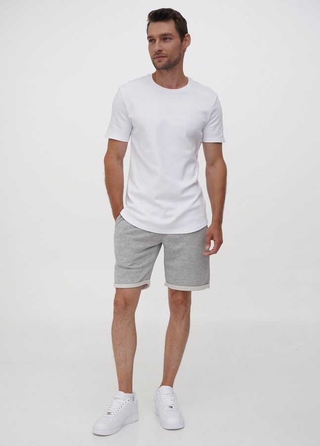 Трикотажные шорты с подворотом, Серый меланж, L/XL