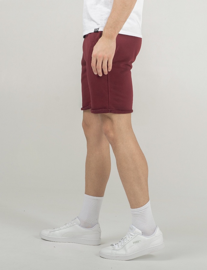 Трикотажные шорты с подворотом, Бордовый, L/XL