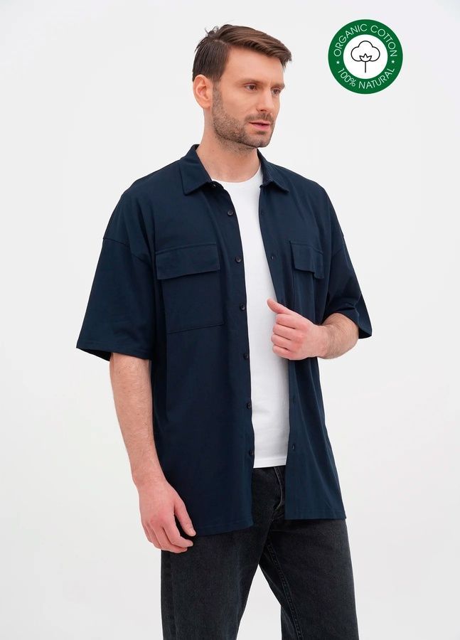 Short Sleeve Organic Shirt, Navy, S/M