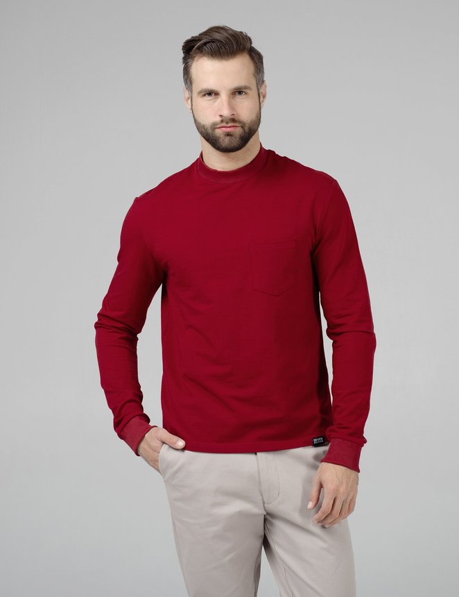 Sweatshirt middle neck, Бордовый, M