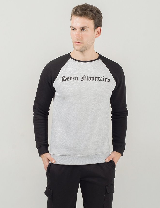 Sweatshirt Gothic / Grey melange-Black, Сірий меланж-Чорний, L