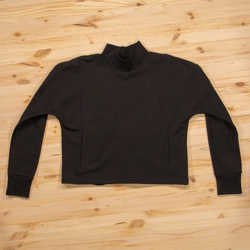 High neck cropped sweatshirt - sample, Чорний, M/L