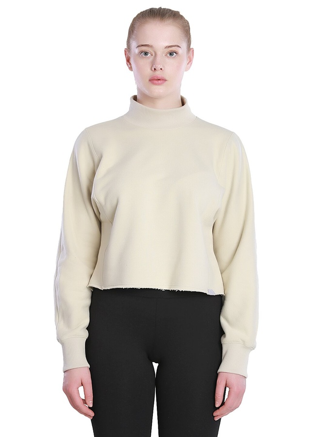 High neck cropped sweatshirt, Світло-бежевий, M/L