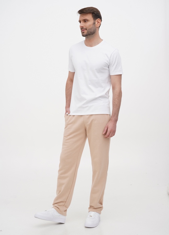Трикотажные штаны с прямим низом, Бежевый, L/XL