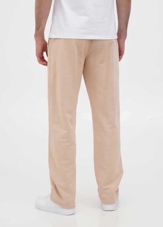 Трикотажні штани з прямим низом , Бежевий, L/XL
