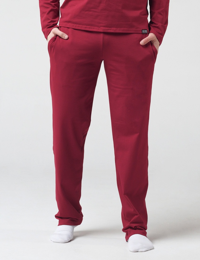 Трикотажные штаны домашние, Бордовый, 2XL/3XL