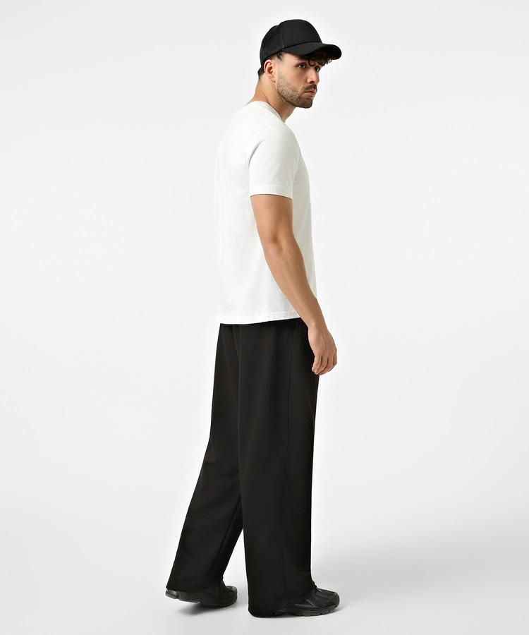 Fleece-lined relaxed-fit knit pants, Black, 2XL/3XL