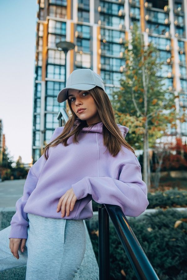 Hoodie Oversized Fleece, Лиловый, XS/S