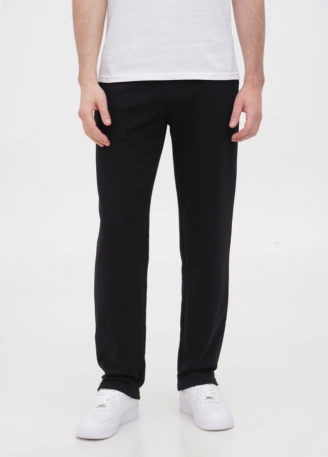Трикотажні штани з прямим низом , Чорний, 2XL/3XL