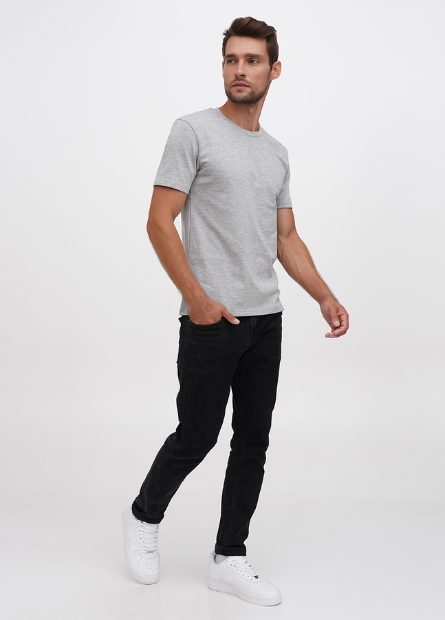 Базова футболка з надщільної бавовни, Сірий меланж, XL