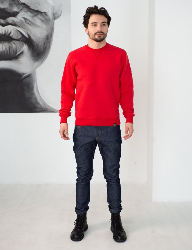Basic Sweatshirt fleece, Красный, S