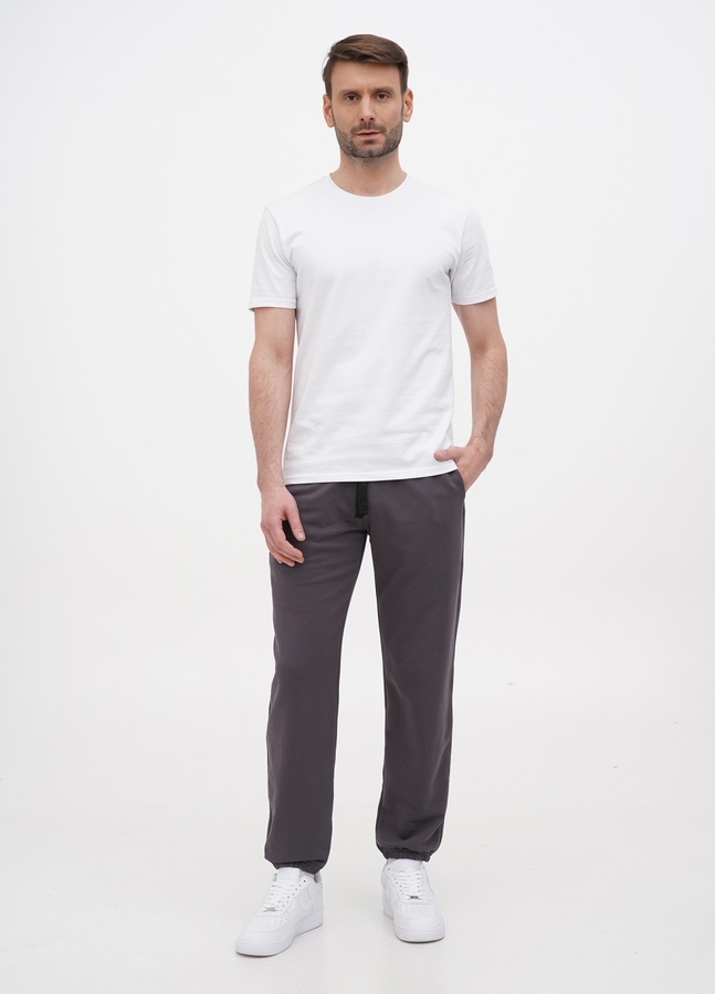 Трикотажні штани з резинкою по низу , Темно-сірий, L/XL