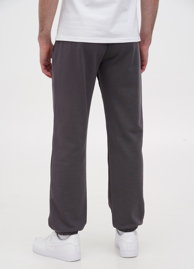 Трикотажные штаны с резинкой по низу , Тёмно-серый, S/M