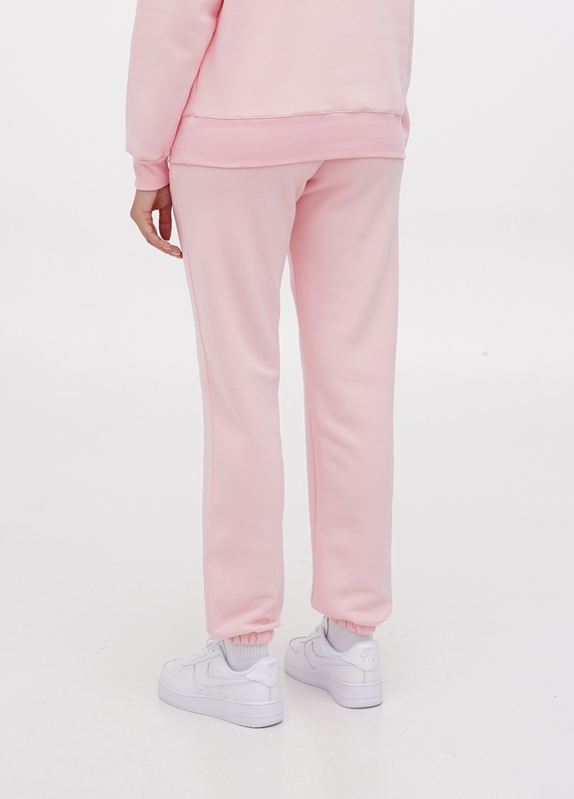 Трикотажні штани на флісі з резинкою, Рожевий, M